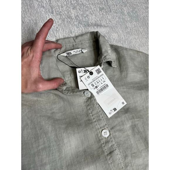 Zara Women’s Linen Top in Light Grey size S NWT Resort Wear Vacation Beachy - Picture 5 of 9